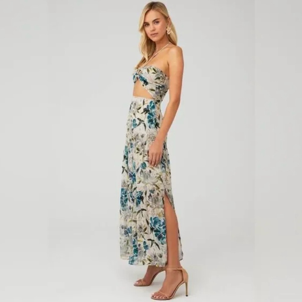 Floral Maxi Dress in Blue and Cream